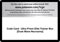 Code Card Ultra Prism Elite Trainer Box Dusk Mane Necrozma