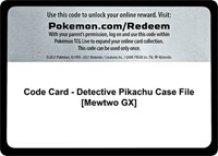 Code Card Detective Pikachu Case File Mewtwo GX