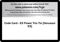 Code Card EX Power Trio Tin Venusaur EX