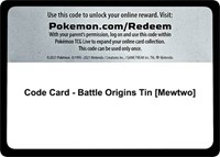 Code Card Battle Origins Tin Mewtwo